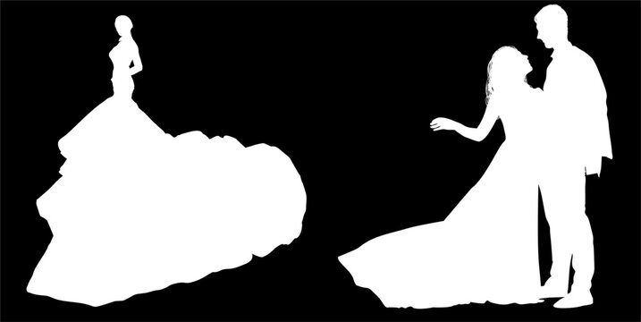 silueta, princesas, xv, boda, vestido de novia, vector, moda, ilustracion, quincea&ntilde;era, iconos, bride, novia, novios, matrimonio, modelo
