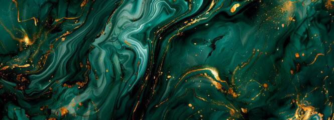 Fluid striations of teal and gold create an opulent marble effect, conveying movement and richness, reminiscent of earth's geological majesty. - obrazy, fototapety, plakaty