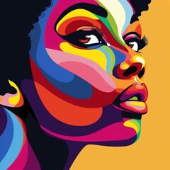 Powerful black woman rainbow face vector art