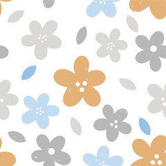 Seamless children's doodle pattern with flowers. Digital paper