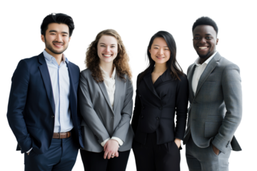 Young business crew smiling and confidence transparent background