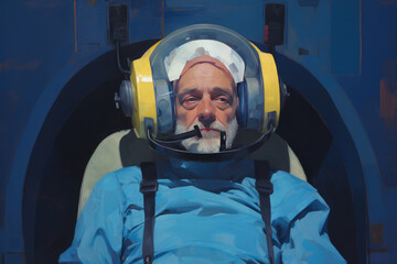 Cosmic Solitude: An Astronaut's Serene Repose in the Vastness of Space - obrazy, fototapety, plakaty