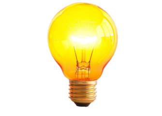 burning light bulb isolated on transparent background