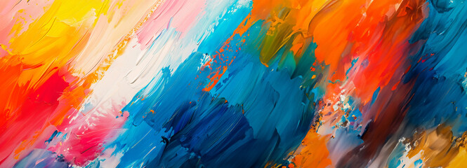 An abstract artwork with vibrant swathes of yellow and orange flowing into cool blues, symbolizing a fusion of warmth and calm.