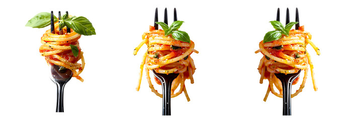fork with spaghetti set  isolated on a transparent or white background, Png - obrazy, fototapety, plakaty
