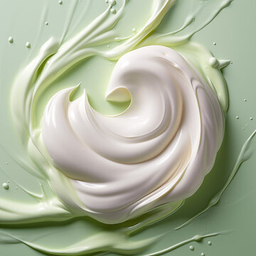Abstract Matcha & Peach Cream Swirls Skincare Fluffy Delicious Meringue