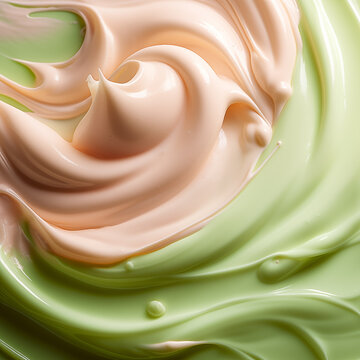 Abstract Matcha & Peach Cream Swirls Skincare Fluffy Delicious Meringue