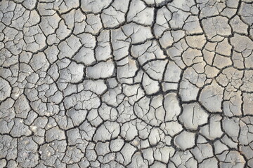 dry and cracked soil structures during the El Nino dry season due to the global warming process or...