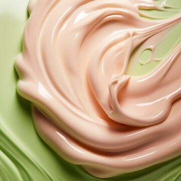 Abstract Matcha & Peach Cream Swirls Skincare Fluffy Delicious Meringue
