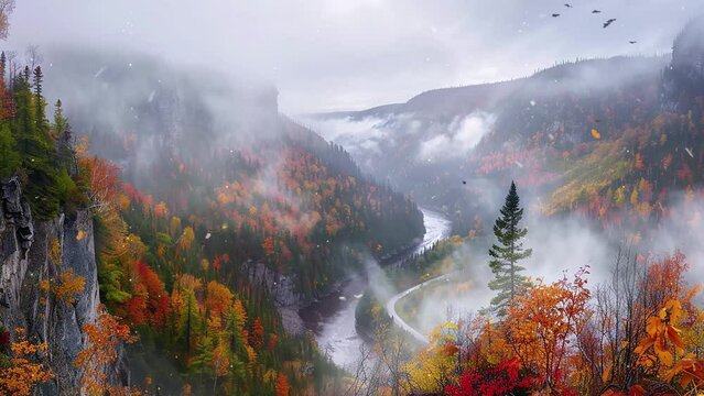 nature background. magnificent colorful fall day. seamless looping overlay 4k virtual video animation background