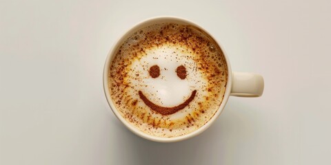 Cheerful Morning Coffee Cup with Smiley Face Foam