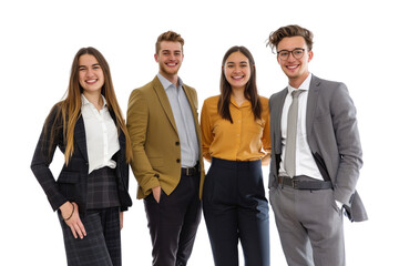 Young business crew smiling and confidence transparent background