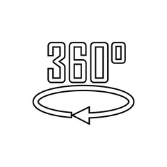 360&deg; Icon. Rotate Arrow, Virtual Reality. Panoramic, Wide Degree Symbol. 