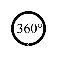 360° Icon. Rotate Arrow, Virtual Reality. Panoramic, Wide Degree Symbol. 