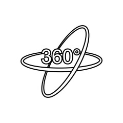 360° Icon. Rotate Arrow, Virtual Reality. Panoramic, Wide Degree Symbol. 
