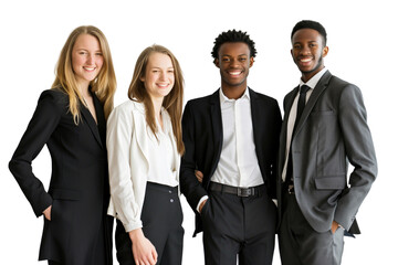 Young business crew smiling and confidence transparent background