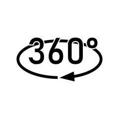 360&deg; Icon. Rotate Arrow, Virtual Reality. Panoramic, Wide Degree Symbol. 