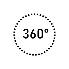 360° Icon. Rotate Arrow, Virtual Reality. Panoramic, Wide Degree Symbol. 