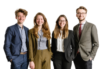 Young business crew smiling and confidence transparent background