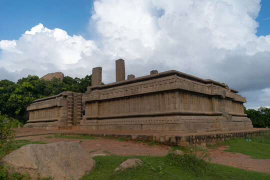 Picture of 'Royagopuram' an incomplete structure at UNESCO world heritage site of Mahabalipuram. Ajanta, Ellora, Hampi ancient stone sculpture carvings sacred pilgrimage archeology tourist, sanatan 