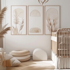 Abstract Art Display: Vibrant Painting on Bench in Living Room, high-resolution (300 dpi)