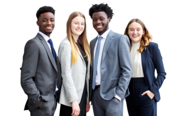 Young business crew smiling and confidence transparent background