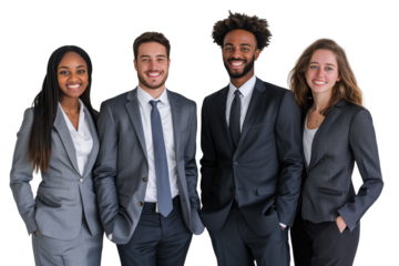 Young business crew smiling and confidence transparent background