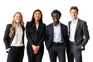 Young business crew smiling and confidence transparent background