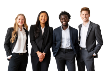 Young business crew smiling and confidence transparent background