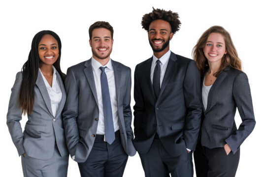 Young business crew smiling and confidence transparent background