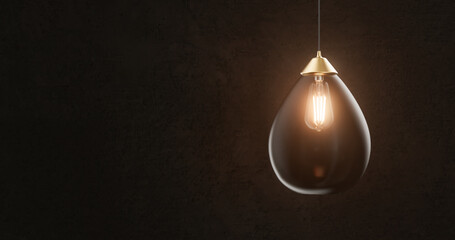 High realism Light bulb on cement background.3D illustration. - 758486188