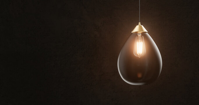 High realism Light bulb on cement background.3D illustration.