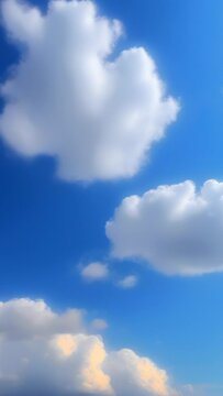 Blue sky with animated clouds. Composition. Background. Generative AI