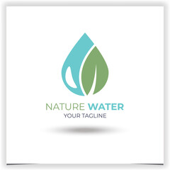 Fototapeta premium Vector ecologic power company logo leaves in water logo template