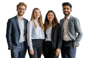 Young business crew smiling and confidence transparent background