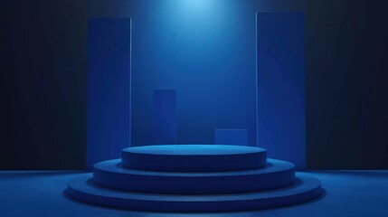 simple and clean podium on a dark blue background