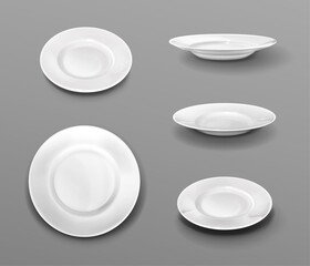 blank white plates and dishes collection