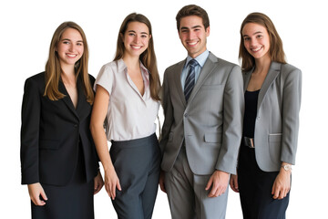 Young business crew smiling and confidence transparent background