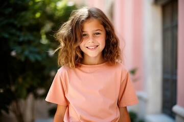 Portrait of a cute little girl smiling and looking at the camera