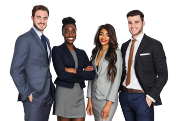 Young business crew smiling and confidence transparent background