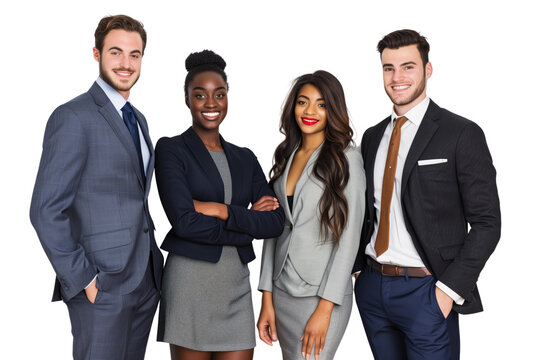 Young business crew smiling and confidence transparent background
