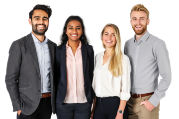 Young business crew smiling and confidence transparent background
