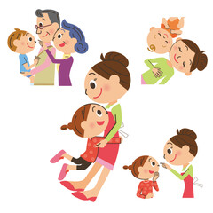 幸せ家族の色々な生活ライフ