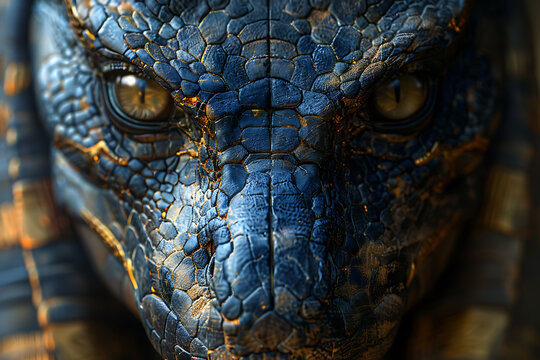 A striking depiction of Apophis, the ancient Egyptian deity symbolizing Chaos, Darkness, and Night, also known as Lord Ysfet, in a powerful and mysterious representation