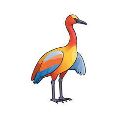 Crane Bird Hand Drawn Cartoon Style Illustration