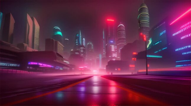 city skyline at night with motion lines with abstract background made with Generative AI
