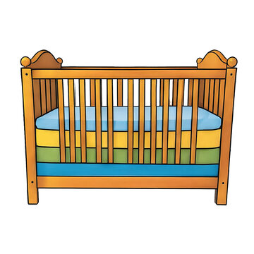 recommend clip art: Crib Hand Drawn Cartoon Style Illustration