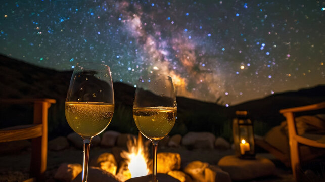 Take a sip of chilled wine as you cozy up next to your loved one under the starlit sky.