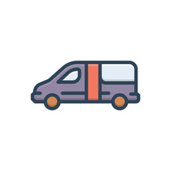 Color illustration icon for van
