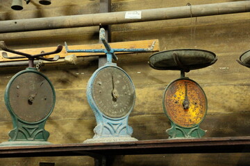 close up of old scales